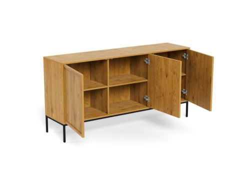 Komoda Palmdale dąb naturalny czarna 158 cm nowoczesna do salonu ( Rozmiar: uniwersalny )