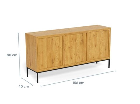 Komoda Palmdale dąb naturalny czarna 158 cm nowoczesna do salonu ( Rozmiar: uniwersalny )