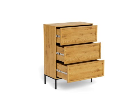 Komoda Palmdale dąb naturalny czarna nowoczesna 3 szuflady 80 cm ( Rozmiar: uniwersalny )