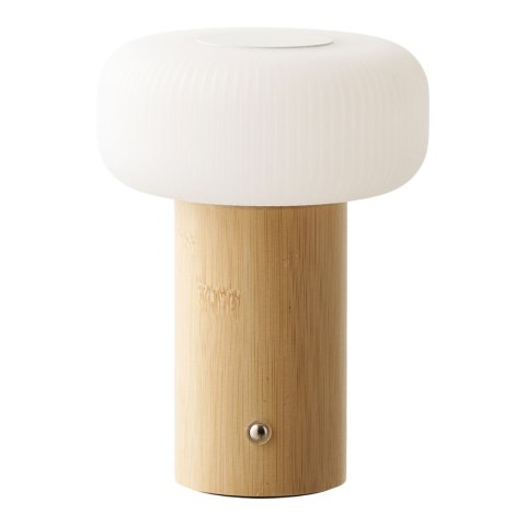 Lampka nocna LED Stafford akumulatorowa bambusowa do sypialni biała ( Rozmiar: uniwersalny )