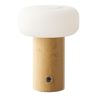 Lampka nocna LED Stafford akumulatorowa bambusowa do sypialni biała ( Rozmiar: uniwersalny )