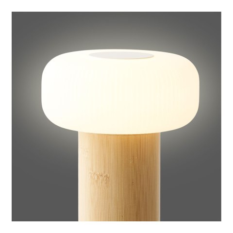 Lampka nocna LED Stafford akumulatorowa bambusowa do sypialni biała ( Rozmiar: uniwersalny )