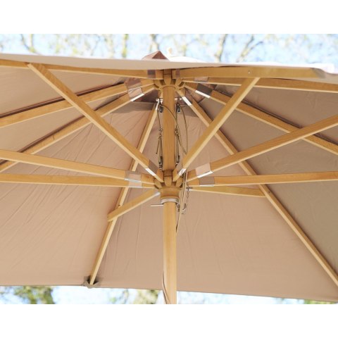 Parasol ogrodowy Orlando piaskowy 300x300 cm klasyczny drewniany z regulacją ( Rozmiar: uniwersalny )