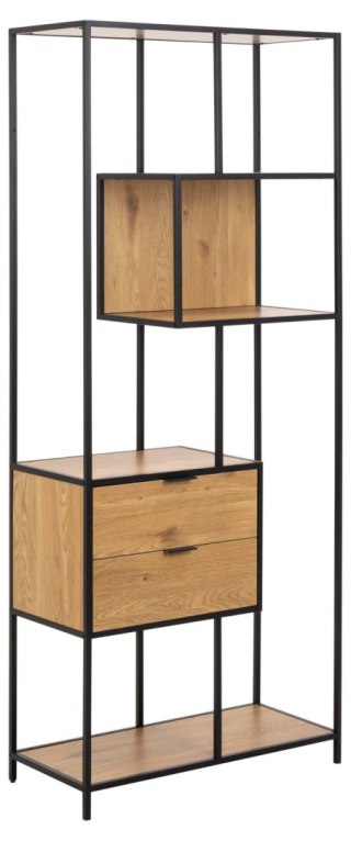 Regał na książki Seaford II loftowy z szufladami dąb czarny 77 cm ( Rozmiar: uniwersalny )