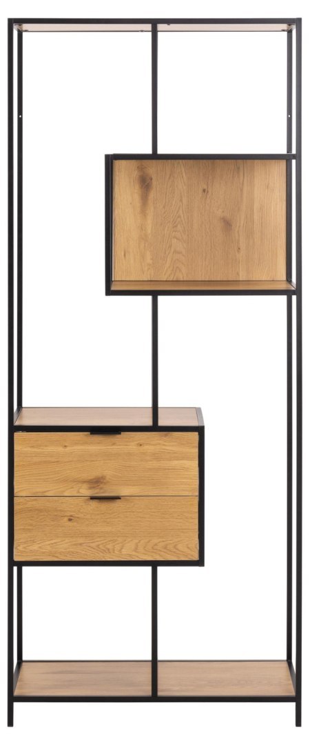 Regał na książki Seaford II loftowy z szufladami dąb czarny 77 cm ( Rozmiar: uniwersalny )