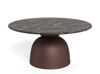 Stolik kawowy Ferrol okrągły marmurowy brązowy 80 cm do salonu ( Rozmiar: uniwersalny )