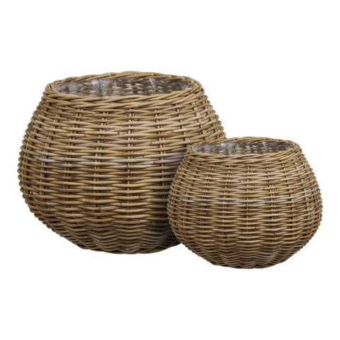 Zestaw 2 koszy dekoracyjnych Melaka rattan kubu naturalny do salonu House Nordic ( Rozmiar: uniwersalny )
