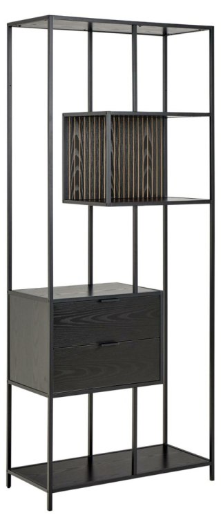 Regał na książki Seaford II loftowy z 2 szufladami czarny jesion ( Rozmiar: uniwersalny )