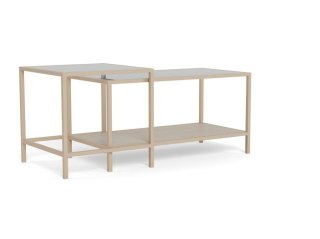 Seaford zestaw 2 stolików kawowych kwadratowych loft beżowy do salonu ( Rozmiar: uniwersalny )