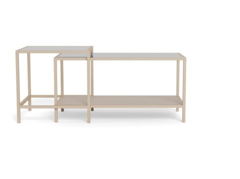 Seaford zestaw 2 stolików kawowych kwadratowych loft beżowy do salonu ( Rozmiar: uniwersalny )