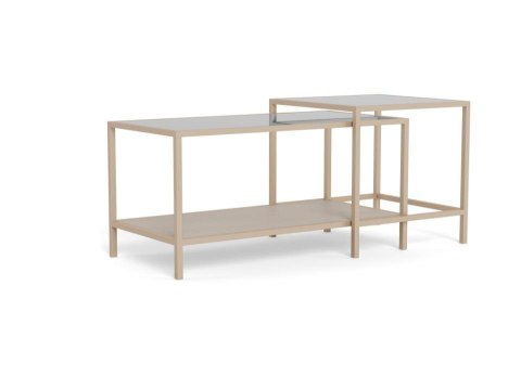 Seaford zestaw 2 stolików kawowych kwadratowych loft beżowy do salonu ( Rozmiar: uniwersalny )