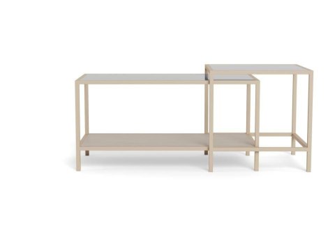 Seaford zestaw 2 stolików kawowych kwadratowych loft beżowy do salonu ( Rozmiar: uniwersalny )