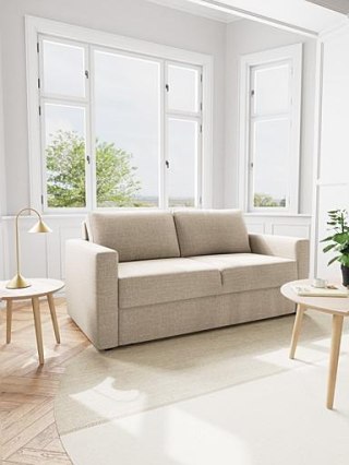 Sofa z funkcją spania Fleury beżowa dwuosobowa do salonu Actona ( Rozmiar: uniwersalny )