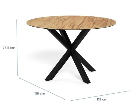 Stół okrągły Heaven 119 cm do jadalni nowoczesny dąb dziki/czarny ( Rozmiar: uniwersalny )
