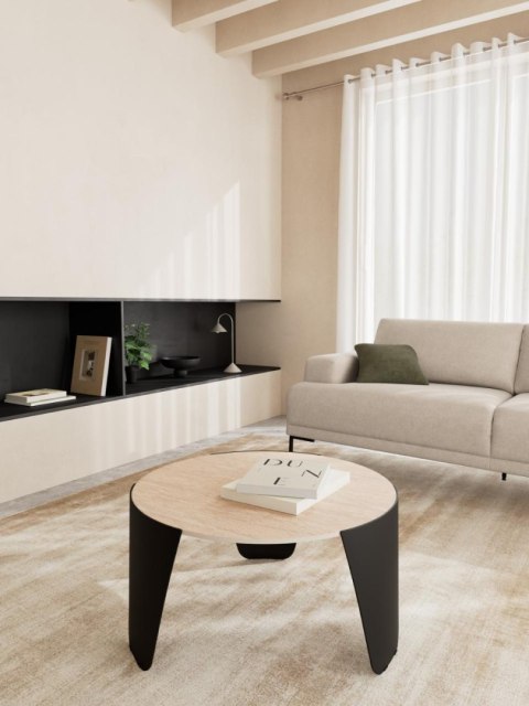 Stolik kawowy Altea okrągły trawertyn 80 cm nowoczesny do salonu ( Rozmiar: uniwersalny )