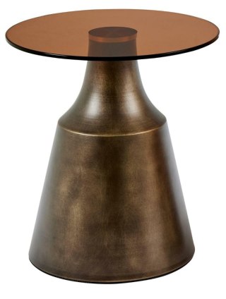 Stolik kawowy Dunsley 45 cm brązowy szklany okrągły do salonu ( Rozmiar: uniwersalny )