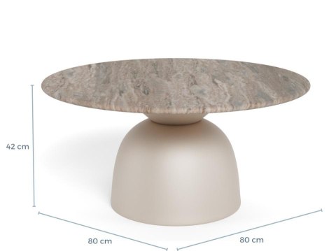 STOLIK KAWOWY OKRĄGŁY 80 CM LUMINA, ŁAWA, SZARY MARMUR, DO SALONU, LOFT