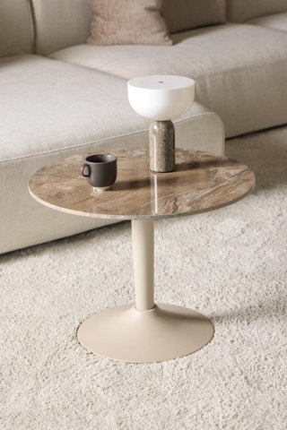 Stolik kawowy Malta okrągły 60 cm beżowy ceramiczny nowoczesny ( Rozmiar: uniwersalny )