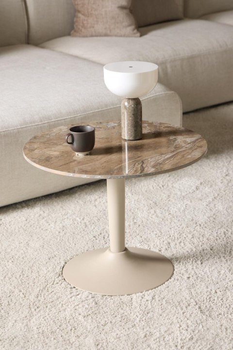 Stolik kawowy Malta okrągły 60 cm beżowy ceramiczny nowoczesny ( Rozmiar: uniwersalny )