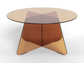 Stolik kawowy Samos okrągły szklany brązowy 80 cm do salonu ( Rozmiar: uniwersalny )