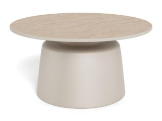 Stolik kawowy Santorini 70 okrągły beżowy ceramiczny do salonu ( Rozmiar: uniwersalny )