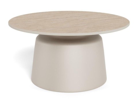 Stolik kawowy Santorini 70 okrągły beżowy ceramiczny do salonu ( Rozmiar: uniwersalny )