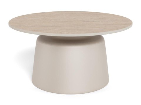 Stolik kawowy Santorini 70 okrągły beżowy ceramiczny do salonu ( Rozmiar: uniwersalny )