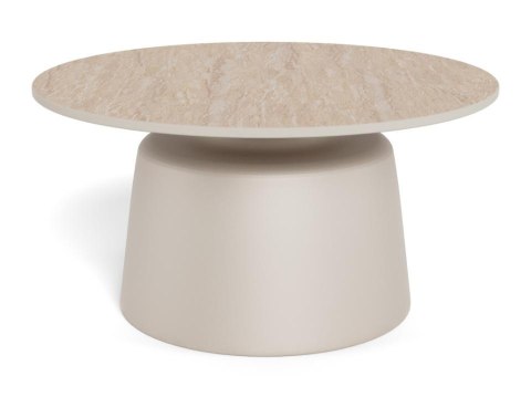 Stolik kawowy Santorini 70 okrągły beżowy ceramiczny do salonu ( Rozmiar: uniwersalny )