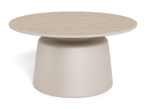 Stolik kawowy Santorini 70 okrągły beżowy ceramiczny do salonu ( Rozmiar: uniwersalny )