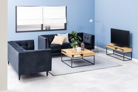Stolik kawowy Willford kwadratowy loft dąb i czarny do salonu ( Rozmiar: uniwersalny )