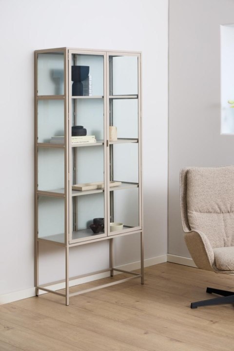 Witryna Seaford szara metalowa loftowa do salonu na alkohol 77 cm ( Rozmiar: uniwersalny )
