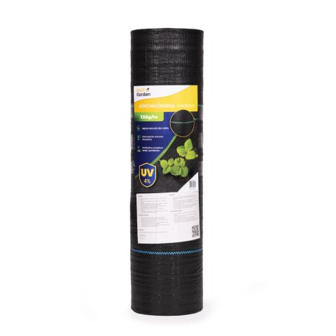 Agrowłóknina czarna agrotkanina UV 135g mata antychwastowa 1,6x50m kołki MulltiGarden