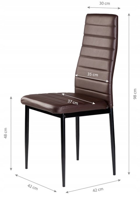 Zestaw krzeseł do jadalni salonu z ekoskóry 4 sztuki wysokie oparcie brązowe ModernHome