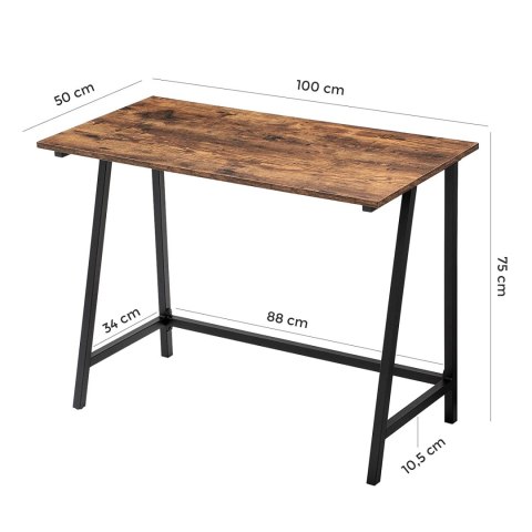 BIURKO KOMPUTEROWE BASTIDE, RUSTYKALNE, LOFT, METALOWE, BRĄZ, 100X50 CM
