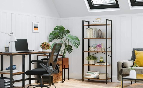 REGAŁ CHATEAU, NA KSIĄŻKI, 5 PÓŁEK, LOFT, INDUSTRIALNY, DO SALONU, OTWARTY
