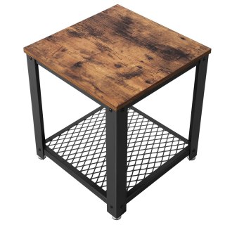 STOLIK KAWOWY RUSTIQUE, ŁAWA, LOFT, CZARNY, DO SALONU, Z PÓŁKĄ, DĄB, 45 CM