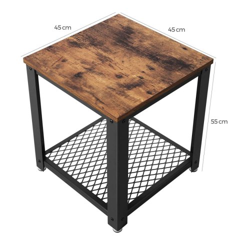STOLIK KAWOWY RUSTIQUE, ŁAWA, LOFT, CZARNY, DO SALONU, Z PÓŁKĄ, DĄB, 45 CM