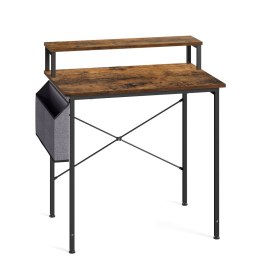 BIURKO KOMPUTEROWE LOFT RUSTYKALNE RUSTIQUE, Z TORBĄ, BRĄZOWE, CZARNE, 80CM