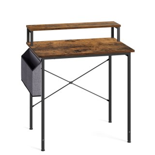 BIURKO KOMPUTEROWE LOFT RUSTYKALNE RUSTIQUE, Z TORBĄ, BRĄZOWE, CZARNE, 80CM
