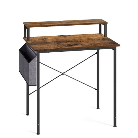 BIURKO KOMPUTEROWE LOFT RUSTYKALNE RUSTIQUE, Z TORBĄ, BRĄZOWE, CZARNE, 80CM
