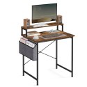 BIURKO KOMPUTEROWE LOFT RUSTYKALNE RUSTIQUE, Z TORBĄ, BRĄZOWE, CZARNE, 80CM