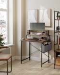 BIURKO KOMPUTEROWE LOFT RUSTYKALNE RUSTIQUE, Z TORBĄ, BRĄZOWE, CZARNE, 80CM