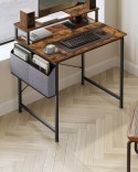 BIURKO KOMPUTEROWE LOFT RUSTYKALNE RUSTIQUE, Z TORBĄ, BRĄZOWE, CZARNE, 80CM