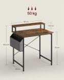 BIURKO KOMPUTEROWE LOFT RUSTYKALNE RUSTIQUE, Z TORBĄ, BRĄZOWE, CZARNE, 80CM