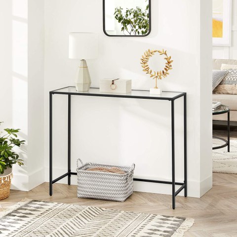 KONSOLA AURAE, STOLIK KAWOWY, LAWA, CZARNY, LOFT, DO SALONU, Z PÓŁKĄ 100 CM