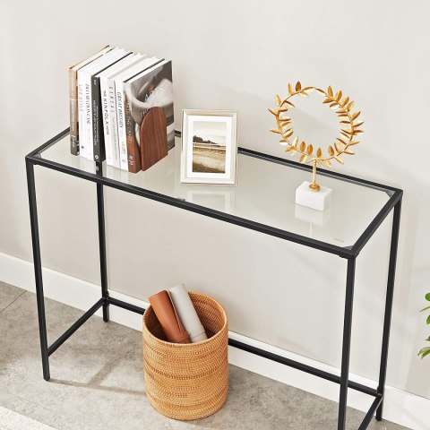 KONSOLA AURAE, STOLIK KAWOWY, LAWA, CZARNY, LOFT, DO SALONU, Z PÓŁKĄ 100 CM