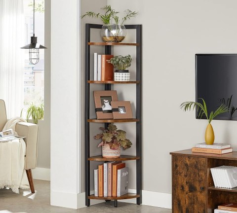 REGAŁ NA KSIĄŻKI FERME, 5 PÓŁEK, LOFT, INDUSTRIALNY, DO SALONU, BIUROWY, CM