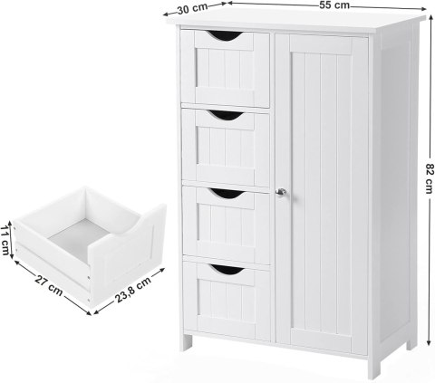 SZAFKA ŁAZIENKOWA, KOMODA AETHEL, BIAŁA, 4 SZUFLADY, REGAŁ, ŁAZIENKA, PÓŁKA