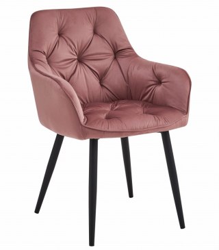 KRZESŁO TAPICEROWANE RÓŻOWE ELEGANZA, WELUROWE, DO SALONU, JADALNI, VELVET