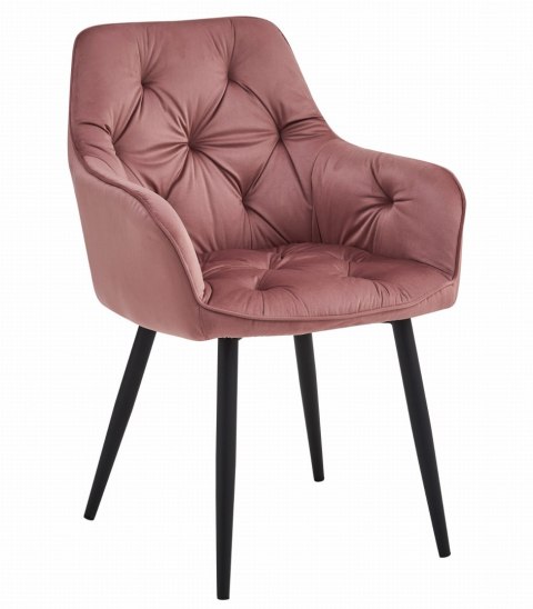 KRZESŁO TAPICEROWANE RÓŻOWE ELEGANZA, WELUROWE, DO SALONU, JADALNI, VELVET